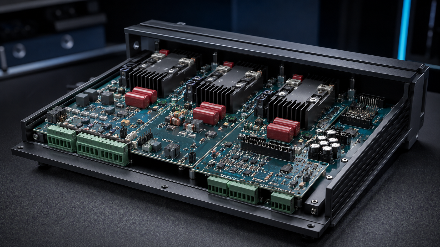 Production concept render of a three-phase power controller derived from the EZOC prototype